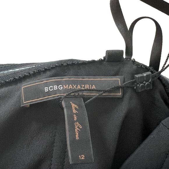 BCBGMaxazria Dress Womens Size 12 Black Lace Pencil Strapless Cocktail NWT - Picture 3 of 8